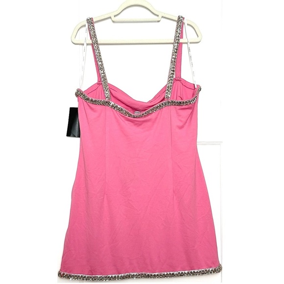 NWT RETROFETE Hand Stitched Crystal Embellished Square Neck Mini Slip Dress XXL - Picture 7 of 11